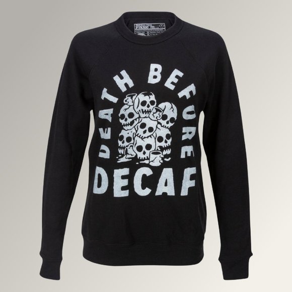Pyknic Death Before Decaf Coffee Eco-friendly Sweatshirt - Picture 3 of 3